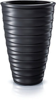 Prosperplast Plantenpot Design Waves - kunststof - antraciet - D38 cm