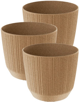 Prosperplast Plantenpot Eco - 3x stuks - stripe - beige - D20xH17 cm
