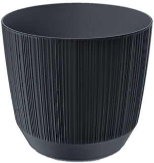Prosperplast Plantenpot - stripe - antraciet grijs - D15xH13 cm