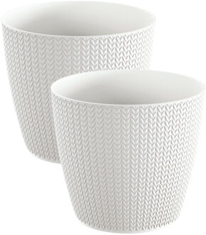 Prosperplast Plantenpot voor buiten - Set van 2x stuks - parel wit - kunststof - D19 x H17 cm - Stijlvol