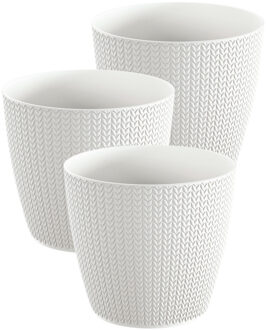 Prosperplast Plantenpot voor buiten - Set van 3x stuks - parel wit - kunststof - D22 x H19 cm - Stijlvol
