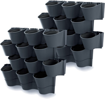 Prosperplast Plantenpotten - 2x - modulair - antraciet - L67 x B18 x H57cm