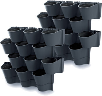 Prosperplast Plantenpotten - 4x - modulair - antraciet - L67 x B18 x H57cm