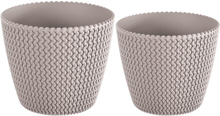 Prosperplast Plantenpotten/bloempot set 4x kunststof taupe 22 x 19 en 19 x 16 cm