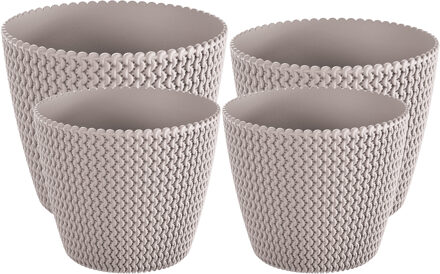 Prosperplast Plantenpotten/bloempot set 4x mix formaten kunststof taupe 22/19/16 cm