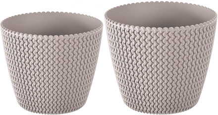 Prosperplast Plantenpotten/bloempot set 6x kunststof taupe 19 x 16 en 16 x 13 cm