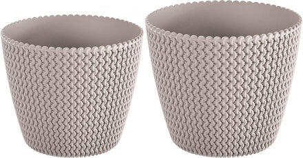 Prosperplast Plantenpotten/bloempot set 6x kunststof taupe 30 x 25 en 26 x 22 cm