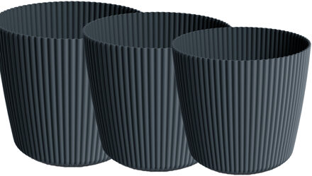 Prosperplast Plantenpotten set Buckingham - 3x stuks mix formaten - buiten/binnen - kunststof - antraciet
