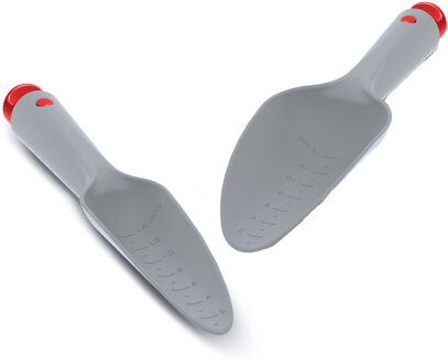 Prosperplast Set van 2 grijze kunststof tuinscheppen 31 cm verschillende breedtes