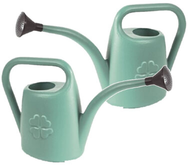 Prosperplast Set van 2x stuks mintgroene kunststof bloemen/planten gieters met broeskop/sproeikop 1.8 liter - Gieters