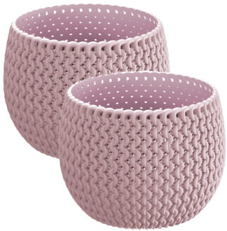 Prosperplast Set van 2x stuks plantenpotten/bloempotten kunststof dia 14.5 cm en hoogte 11 cm midden roze - Plantenpotten