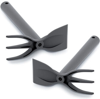 Prosperplast Set van 2x stuks zwarte kunststof hark/schoffel 29 cm