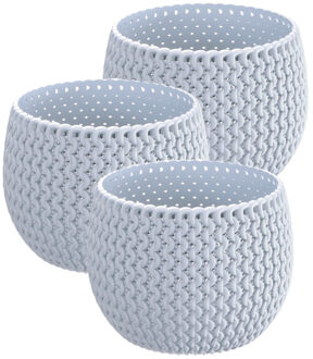Prosperplast Set van 3x stuks plantenpotten/bloempotten kunststof dia 14.5 cm en hoogte 11 cm ijsblauw
