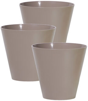 Prosperplast Set van 3x stuks plantenpotten/bloempotten kunststof dia 25 cm en hoogte 23 cm taupe/beige