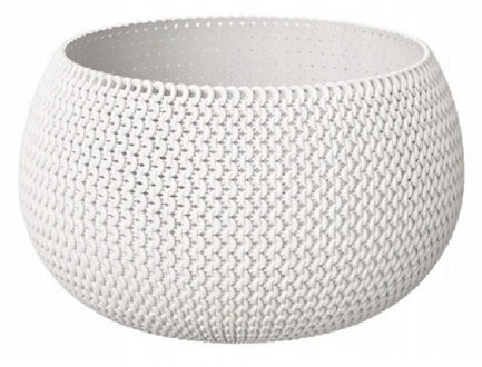 Prosperplast Tuin bloempot/plantenpot Splofy - rond - kunststof - wit - D18 x H16 cm - 2,3 liter