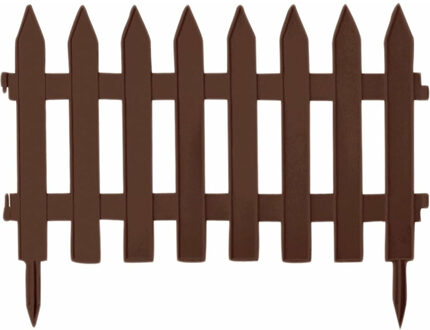 Prosperplast Tuinhekjes/borderranden - 6x stuks - kunststof - 350 cm - bruin - tuinafscheiding - 60 x 40 cm