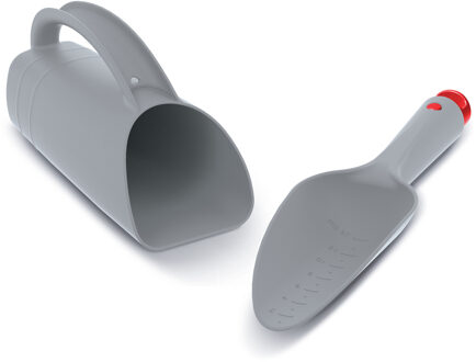 Prosperplast Tuinscheppen set van 2x - Kunststof - Plantenschep en brede schep - Grijs