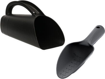 Prosperplast Tuinscheppen set van 2x - Kunststof - Plantenschep - scherp en brede variant - Zwart