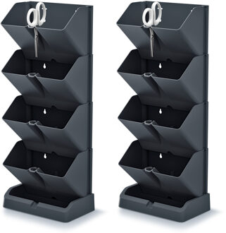 Prosperplast Verticale kruidentuin - 2x - modulair - antraciet grijs - 20 x 11 x 48 cm