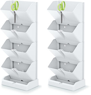 Prosperplast Verticale kruidentuin - 2x - modulair - wit - 20 x 11 x 48 cm