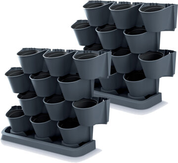 Prosperplast Verticale tuin - 4x - modulair - staand - antraciet - 67 cm