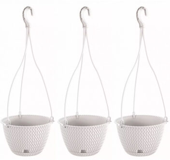 Prosperplats Bloempot Splofy hangend - 3x - wit - kunststof - 27 cm - plantenpot - 4,8 liter