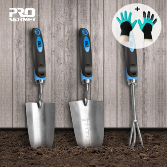 PROSTORMER 3 PCS Aluminum Garden Tool Set with gloves Multifunction Planting Gardening Shovels Gifts For Digging Weeding