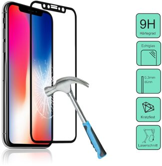 Protective Tempered Curve Glass Film Screen Protector Guard H9 Apple iPhone X transparent / black