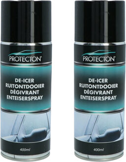 Protecton Ruitenontdooier spray - 2x - voor auto - 400 ml - antivries sprays - winter/vorst