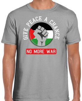 Protest T-shirt voor heren - Palestina - give peace a chance - grijs - vrede L