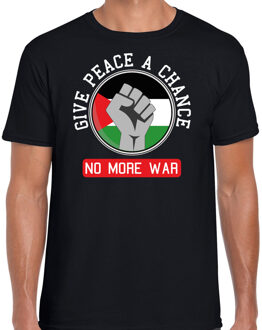Protest T-shirt voor heren - Palestina - give peace a chance - zwart - vrede 2XL