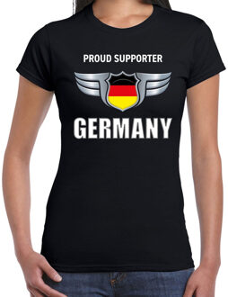 Proud supporter Germany / Duitsland t-shirt zwart voor dames 2XL
