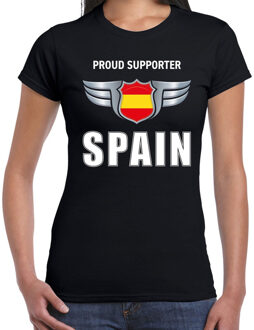 Proud supporter Spain / Spanje t-shirt zwart voor dames XL