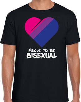 Proud to be bisexual pride vlag hartje t-shirt wart voor heren LHBT kleding / outfit 2XL