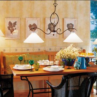 PROVENCE CHALET, 2-lichts hanglamp bruin-antraciet, blauw, wit