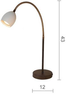 Provence mat tafellamp met flexibele arm bruin-zwart, wit