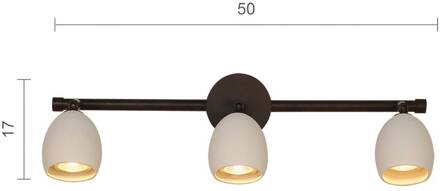 Provence mat wandspot 3-lamps bruin-zwart, wit