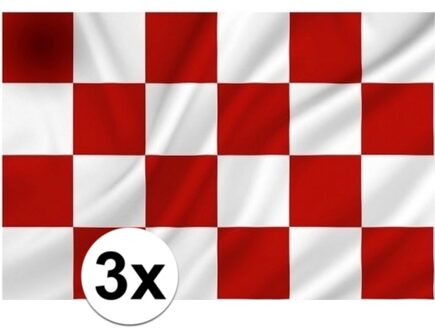 Provincie vlag groot - 3x - Noord Brabant - 100 x 150 cm - polyester - feest vlaggen Multi