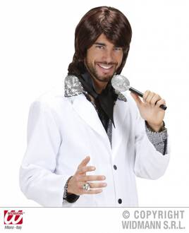 Pruik 70's popster Benny Bruin - Kastanje