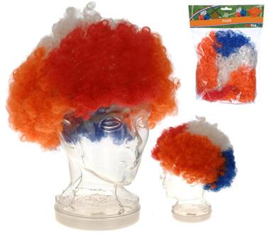 Pruik Afro Holland Unisex Rood/wit/blauw/oranje One-size
