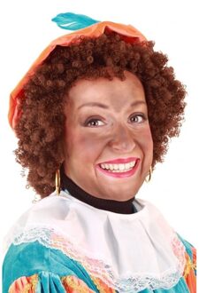 Pruik - Bruin - Piet - Verstelbare kap - Kroeshaar