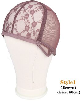 Pruik Cap Haarnetje Voor Maken Pruiken Mesh Haarnetjes Gratis Size Pruik Caps Met Verstelbare Riem Zwart/Bruin Haar net Weave S1 bruin