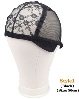 Pruik Cap Haarnetje Voor Maken Pruiken Mesh Haarnetjes Gratis Size Pruik Caps Met Verstelbare Riem Zwart/Bruin Haar net Weave S1 zwart