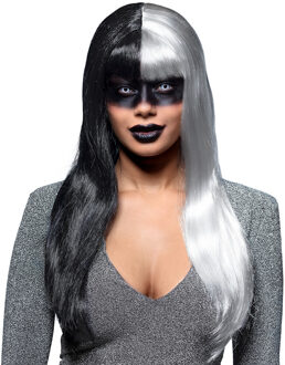 Pruik Evil Temptress Zwart/Wit Multikleur - Print