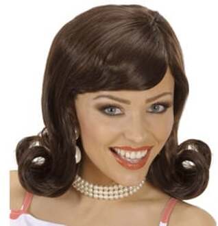 Pruik Flip 50's bruin Bruin - Kastanje