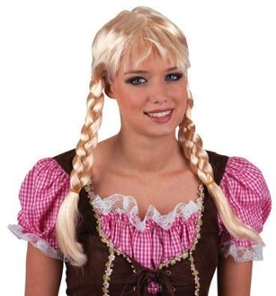 Pruik Heidi met Pony Blond- Goudblond