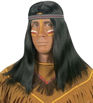 Pruik Indiaan met hoofdband Zwart