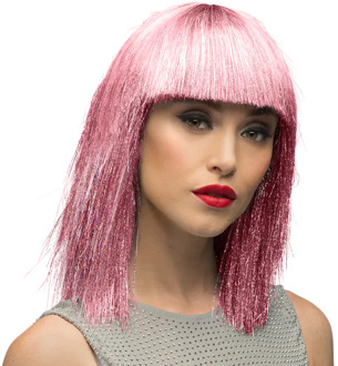 Pruik Lange Bobline Crazy Roze