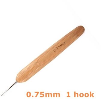 Pruik Naald Haak Haak Voor Pruik Dreadlock 1/2 Haken Naald Haarverlenging Hulpmiddel Braiders 0.5Mm 0.75Mm Bamboe Naald houder 0.75mm 1 hook