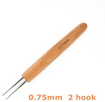 Pruik Naald Haak Haak Voor Pruik Dreadlock 1/2 Haken Naald Haarverlenging Hulpmiddel Braiders 0.5Mm 0.75Mm Bamboe Naald houder 0.75mm 2 hook